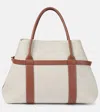 Loro Piana Shopper Ghiera Large Aus Canvas Mit Leder In Weiss