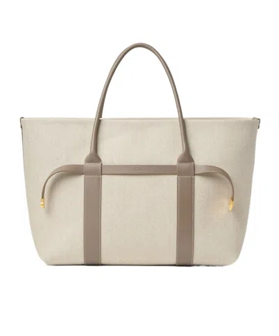 Loro Piana Ghiera Shopper Large In Natural/almond Tree/sun Gold