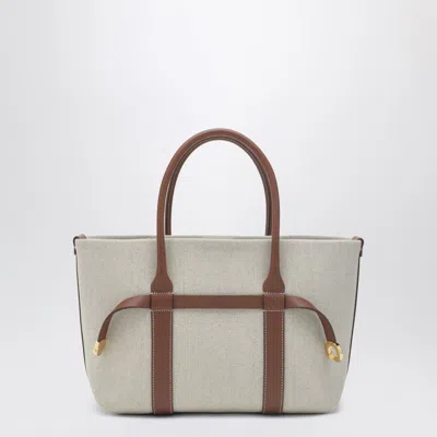 Loro Piana Ghiera Shopper Small Bag In Cotton And Linen In White