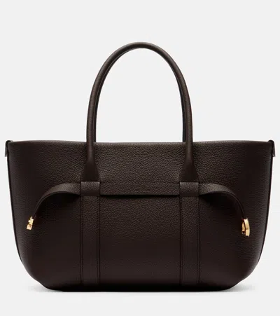 Loro Piana Ghiera Small Leather Shopper In Brown