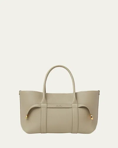 Loro Piana Ghiera Small Leather Shopper Tote Bag In Dried Taragon