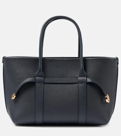 Loro Piana Ghiera Small Leather Tote Bag In Blue Navy/sun Gold
