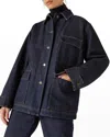 Loro Piana Giacca Cyrius Oversize Denim Coat In W0qf Dark Blue Wash
