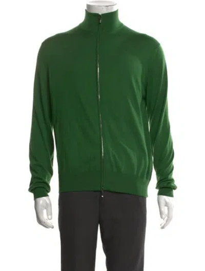 Pre-owned Loro Piana Gift Of Kings Virgin Wool Cardigan In Green