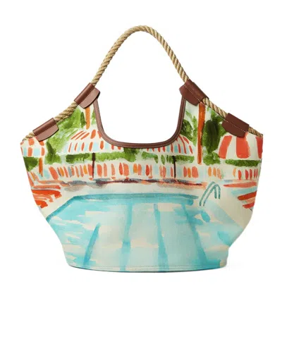 Loro Piana Gioia Shopper In Ivory White/turquoise/caramel/sunshine Gold