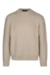 Loro Piana Ribbed Crew Neck Sweater With Long Sleeves In Neutral