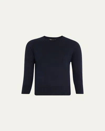 Loro Piana Girocollo Manica Neo Piuma Cashmere Sweater In Blue Navy