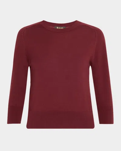 Loro Piana Girocollo Manica Neo Piuma Cashmere Sweater In Burgundy
