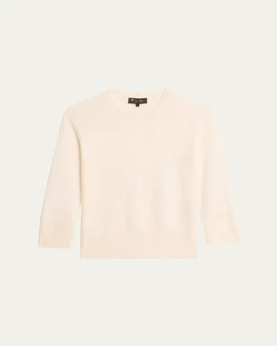 Loro Piana Girocollo Manica Neo Piuma Cashmere Sweater In Tapioca
