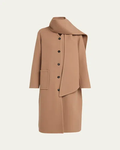 Loro Piana Gladwin Scarf-neck Heavy Cashmere Coat In Light Tan