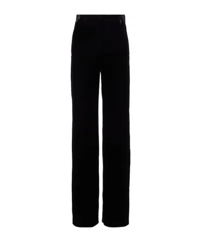 Loro Piana Goldie High-rise Velvet Wide-leg Pants In Black