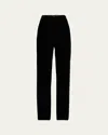 Loro Piana Goldie Straight Leg Silk Velvet Trousers In Black