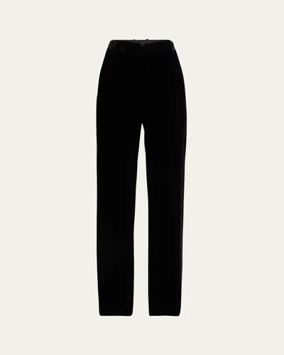 Loro Piana Goldie Straight Leg Silk Velvet Trousers In Black