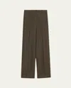 Loro Piana Goldie Structured Linen Wool Trousers In Black Pine