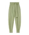 Loro Piana Gralan Belted Pleated Silk-crepe Tapered Pants In Green