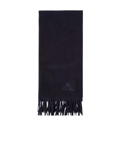 Loro Piana Grande Unita Fringed Scarf In Blue