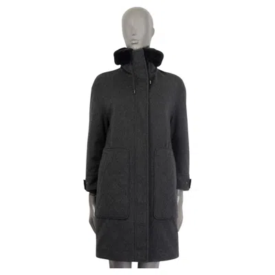 Pre-owned Loro Piana Gray Cashmere Fur Collar Storm System Coat Jacket 36 Xxs