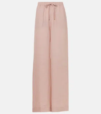 Loro Piana Graysen Linen Wide-leg Pants In Pink