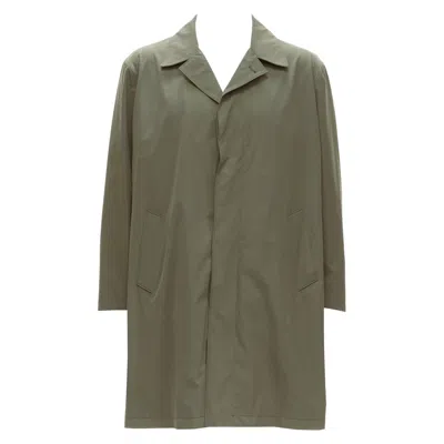 Pre-owned Loro Piana Green Classic Minimal Invisible Buttons Longline Jacket Coat Xl