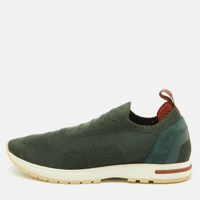 Pre-owned Loro Piana Green Knit Fabric 360 Flexy Walk Slip On Sneakers Size 38.5