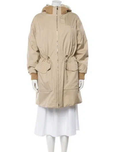 Pre-owned Loro Piana Green Storm System Giubb Hachet Reversible Nylon Parka In Neutral