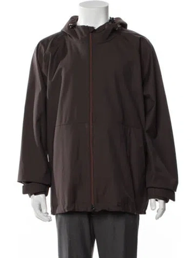 Pre-owned Loro Piana Green Tecnowool Storm System Acland Virgin Wool Windbreaker W/ Tags In Brown