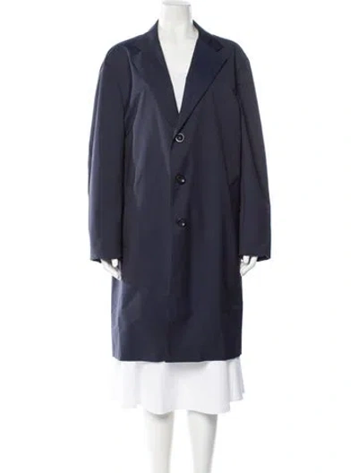 Pre-owned Loro Piana Green Tecnowool Storm System Virgin Wool Overcoat In Blue