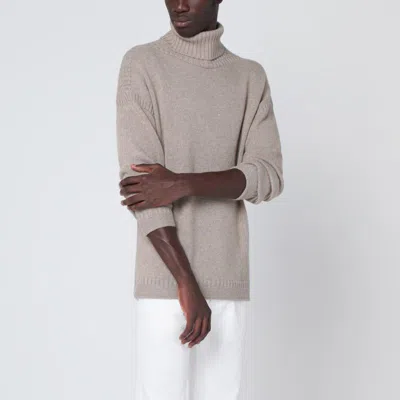 LORO PIANA LORO PIANA  GREIGE CASHMERE TURTLENECK SWEATER