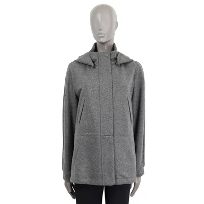 Pre-owned Loro Piana Grey Cashmere Icery Hodded Knit Jacket 44 L In Gray