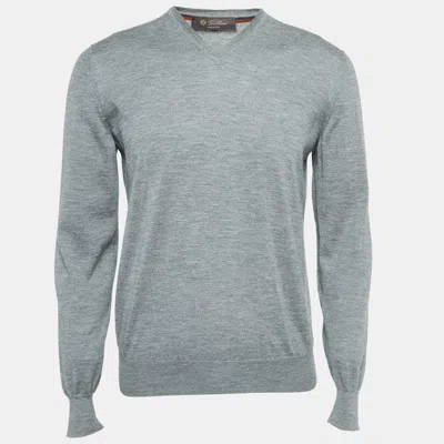 Pre-owned Loro Piana Grey Cashmere V-neck Sweater M