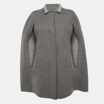 Pre-owned Loro Piana Grey Felt Cashmere Cape Coat Xl In Gray