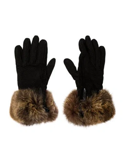 Pre-owned Loro Piana Grey Fox Leather Gloves In Brown