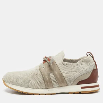 Pre-owned Loro Piana Grey Knit Fabric 360 Lp Flexy Walk Sneakers Size 39