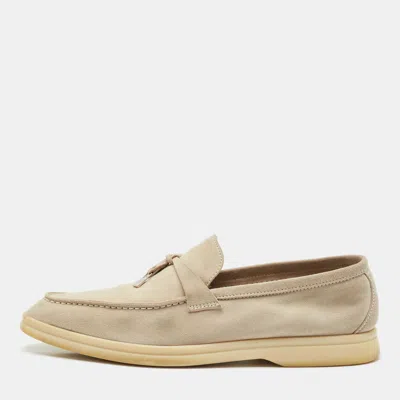 Pre-owned Loro Piana Grey Suede Summer Charms Walk Loafers Size 41