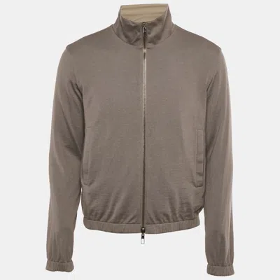 Pre-owned Loro Piana Grey/green Nylon And Cashmere Reversible Windmate Jacket S In Gray