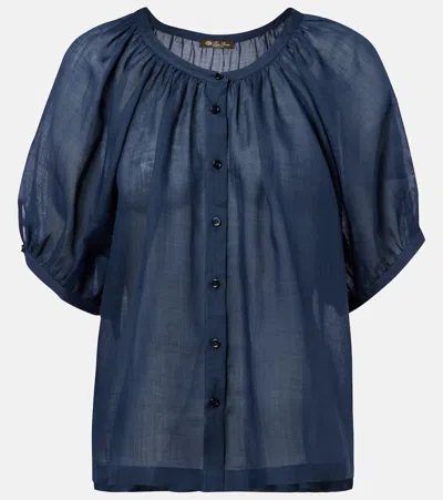 Loro Piana Gritt Ramie Shirt In Blue