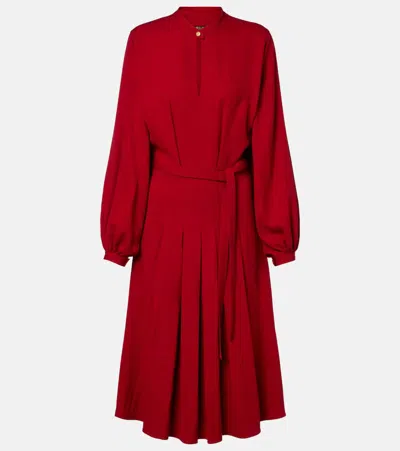 Loro Piana Haileen Silk And Wool Crêpe Cady Midi Dress In Red