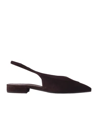 Loro Piana Rebecca Layered Suede Slingback Flats In Brown