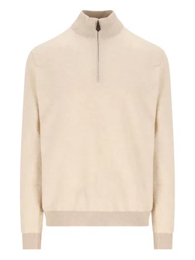 Loro Piana Half-zip Cashmere Sweater In Brown