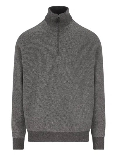 Loro Piana Half-zip Sweater In Gray