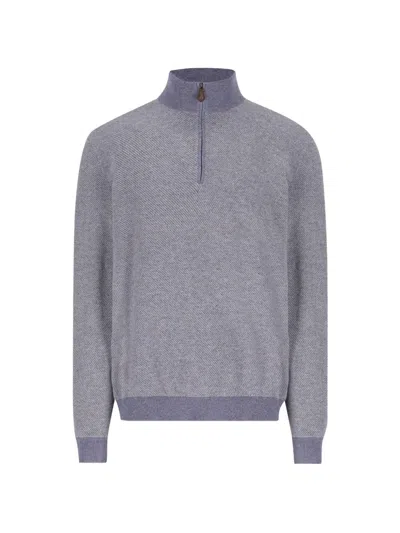 Loro Piana Half-zip Cashmere Sweater In Blue