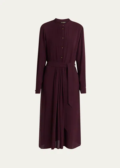 Loro Piana Hattie Sable Silk Crepe Shirtdress In Red