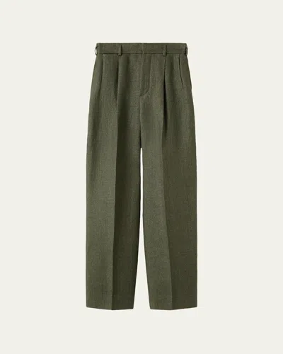Loro Piana Hector Linen Twill Straight-leg Trousers In Green