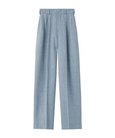 Loro Piana Hector Linen-wool Straight-leg Trousers In Blue