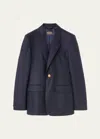 Loro Piana Hellen Wool And Cashmere Flannel Jacket In 512i Scottish Tun