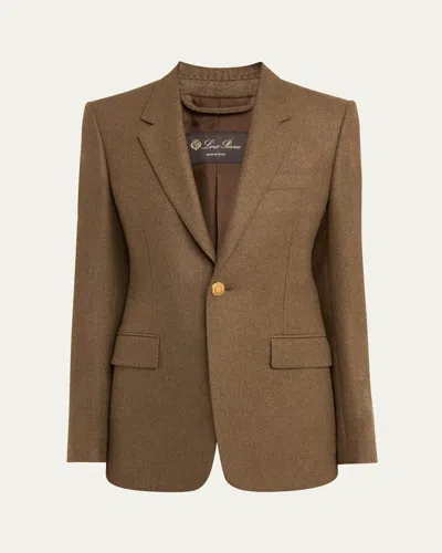 Loro Piana Hellen Cashmere Flannel Single-breasted Jacket In 512i Scottish Tundra