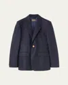 Loro Piana Hellen Cashmere Flannel Single-breasted Jacket In W0xg China Blue Mel