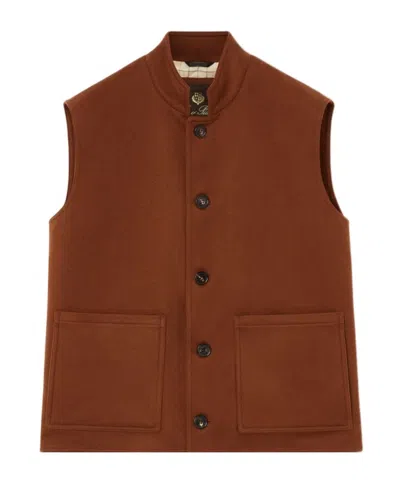 Loro Piana Henley Vest In Burgundy