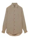 Loro Piana Herringbone Linen Shirt In Brown