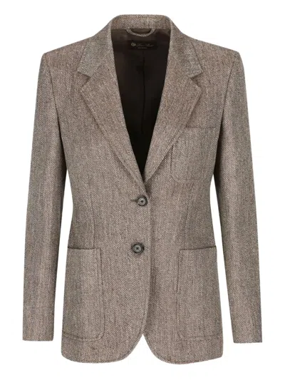Loro Piana Herringbone-pattern Blazer In Neutral